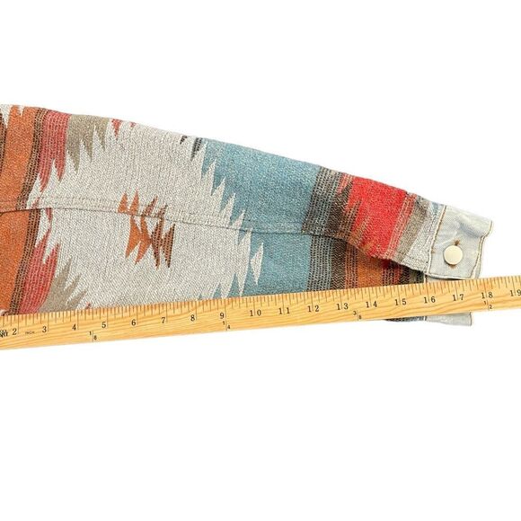 Denim Aztec Jacket Southwestern Light Blue Denim Jacket Crop Coat Women's M NEW - Picture 12 of 12